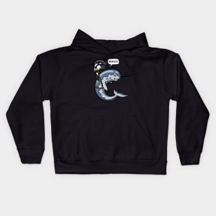 Orca Whale Riding Narwhal Fish Kids Hoodie